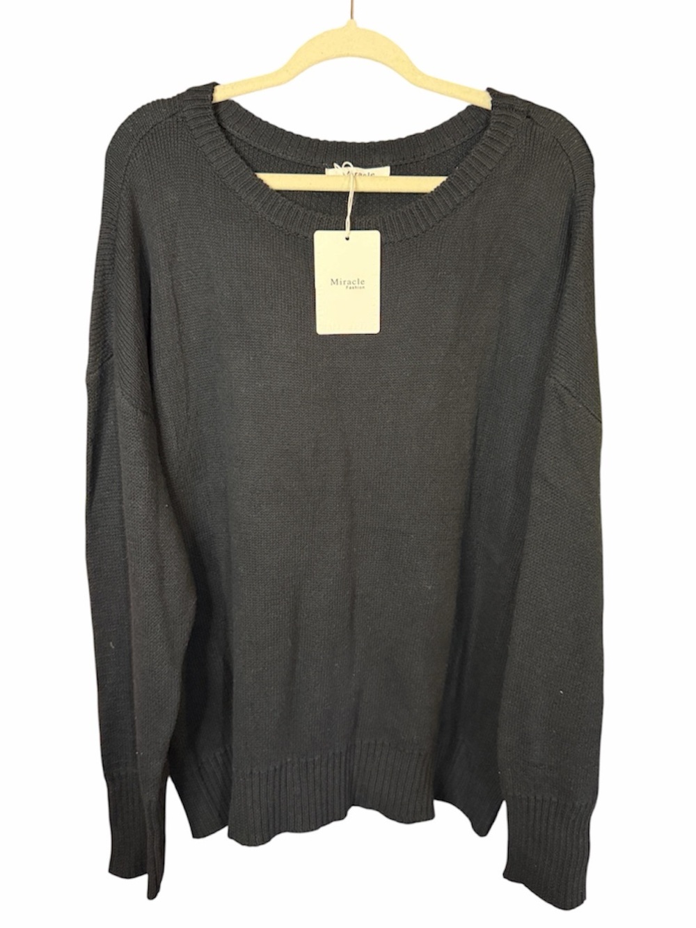 NWT Miracle Black 100% Cotton Knit Sweater, Size M/L
